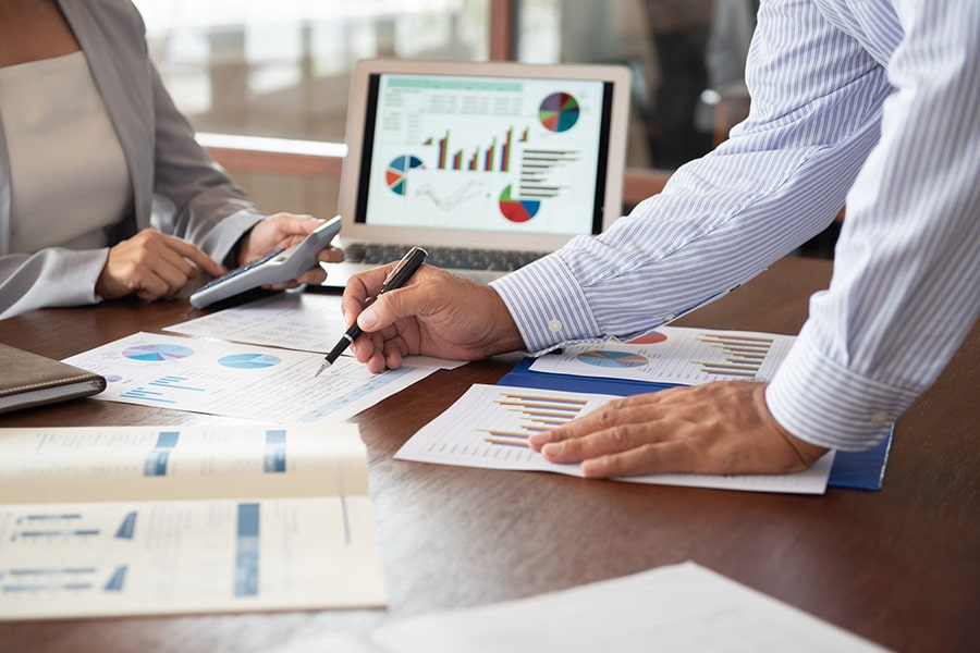 Business plan laid out on table