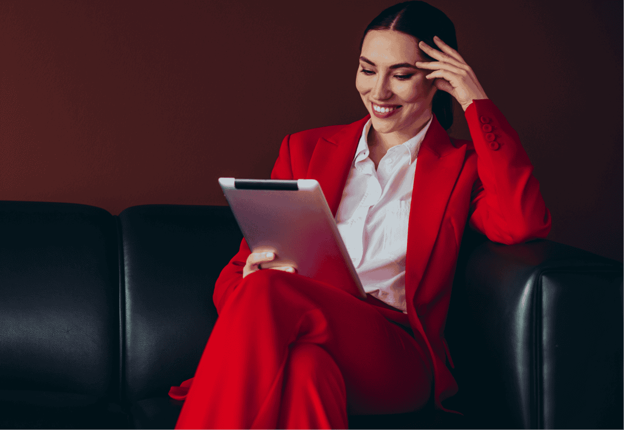 woman on ipad