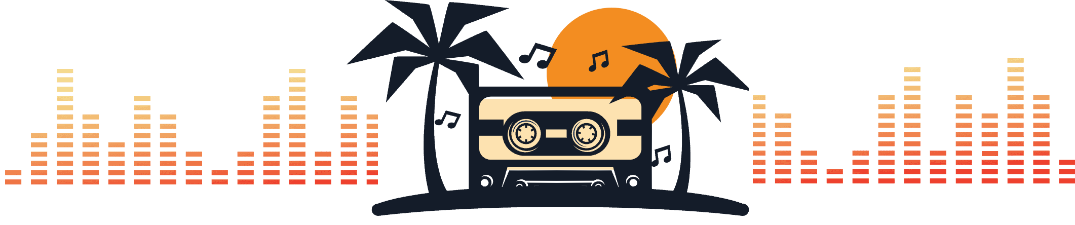 graphic of cassette tape on beach