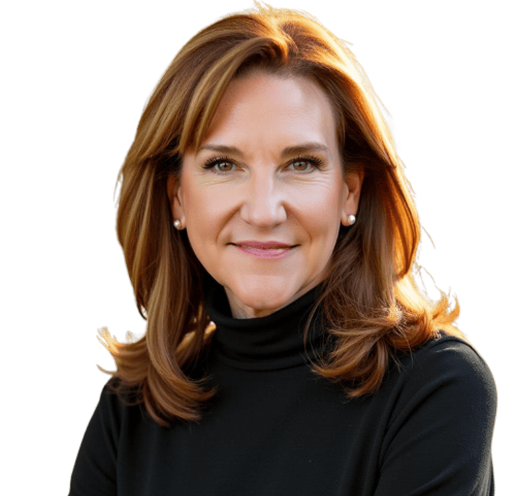 woman smiling with auburn hair